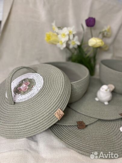 Корзины, салфетки из хлопкого жгута