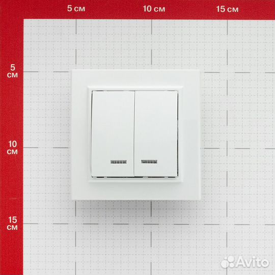 Выключатель с рамкой EKF Минск ERV10-123-10 двухклавишный скрытая установка белый с подсветкой