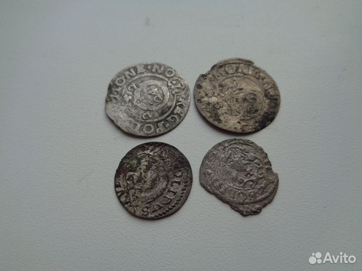 Монеты Польша 17 век,серебро,одним лотом