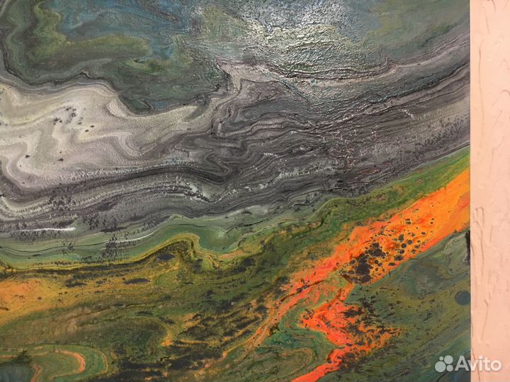 Картина интерьерная, акрил, в стиле Fluid art