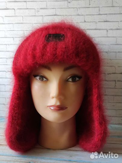 Шапка ушанка из ангоры в 6 нитей