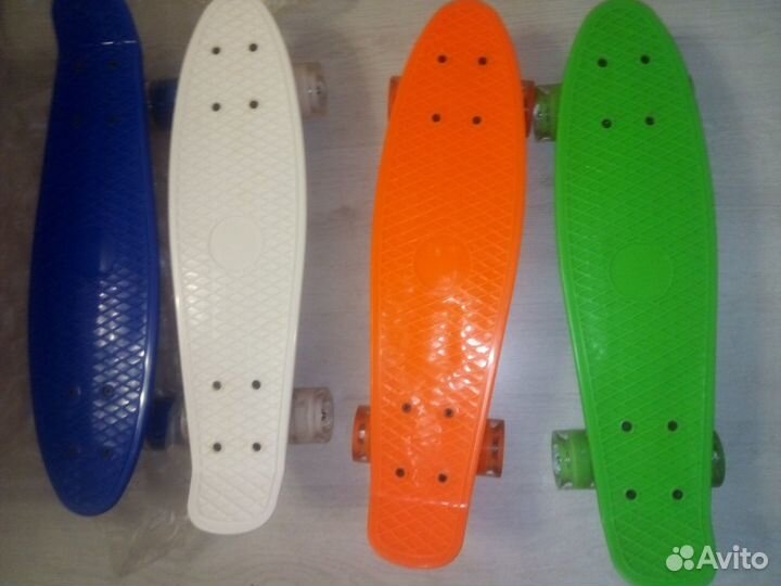 Пениборд со светящимися колесами Лонгборд, скейт