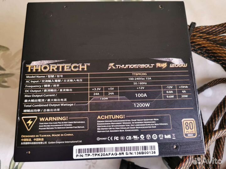 Блок питания ATX 1200W ThorTech Thunderbolt Plus