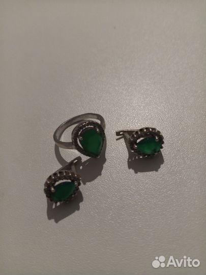 Серьги и кольцо серебро