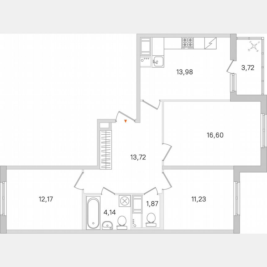 3-к. квартира, 75,6 м², 4/8 эт.