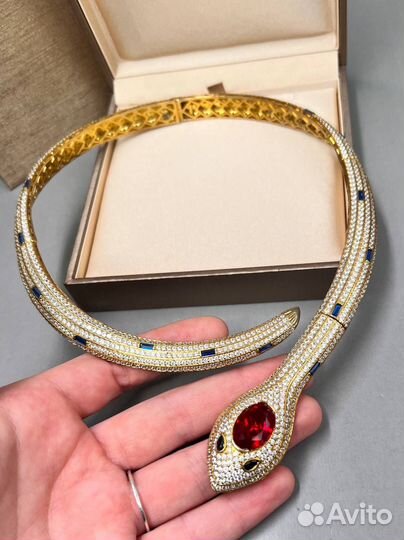 Колье с цирконами bvlgari премиум качество