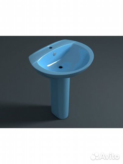 Раковина Style 6002 голубая с пьедесталом