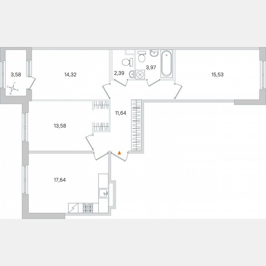 3-к. квартира, 80,9 м², 2/4 эт.