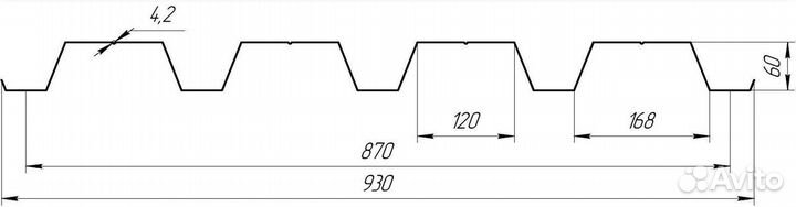 Профлист Н60 902x0,45 RAL 1014