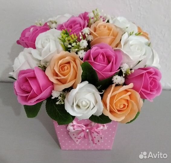 Розы из мыла в коробке