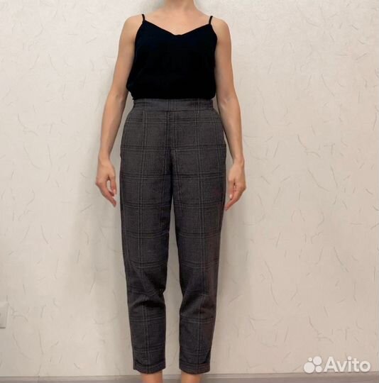 Брюки женские укороченные в серую клетку