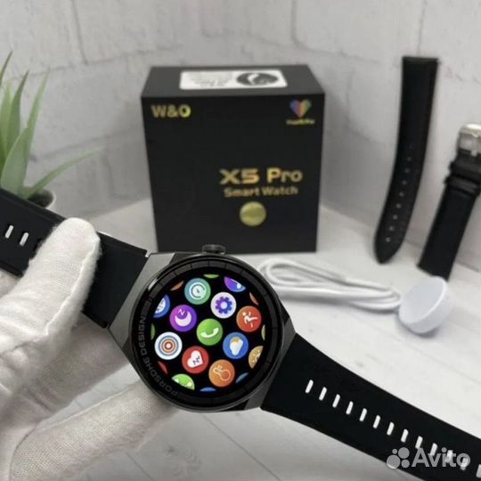Смарт часы x5 pro круглые 46 mm