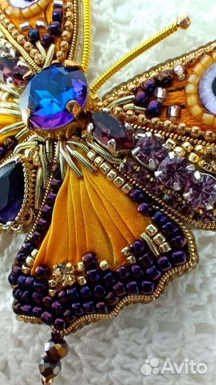 Авторская брошь-кулон с подвеской Бабочка