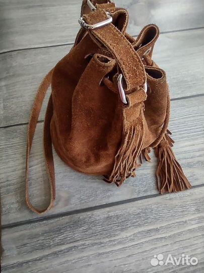 Сумка мешок натуральная замша