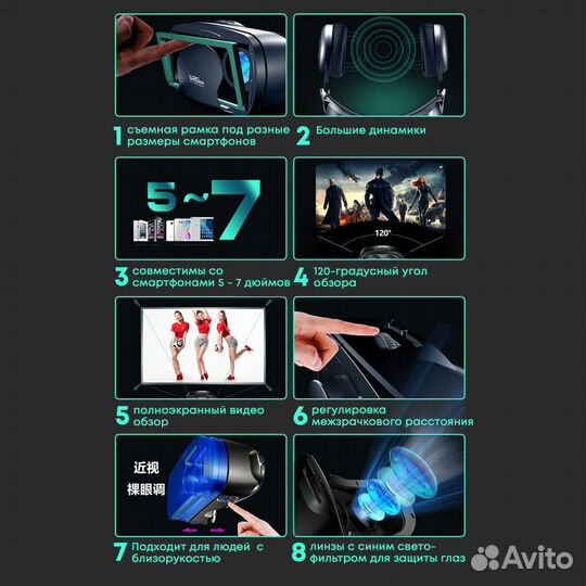 Очки виртуальной реальности VRG PRO с джойстиками