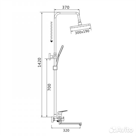 Душевая система Raffine F3685, хром Округлая