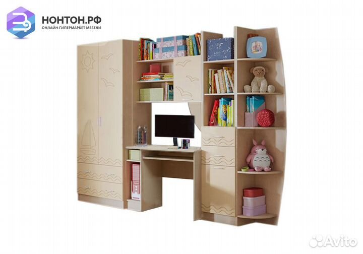 Стенка Юниор-2 ванильный / дуб беленый