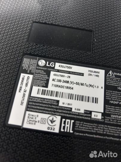 Телевизор LG 43UJ750V на запчасти