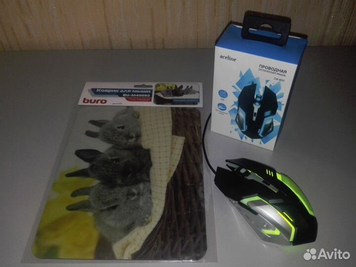 Новая Игровая Светодиодная Мышь +Коврик, 6-кнопок