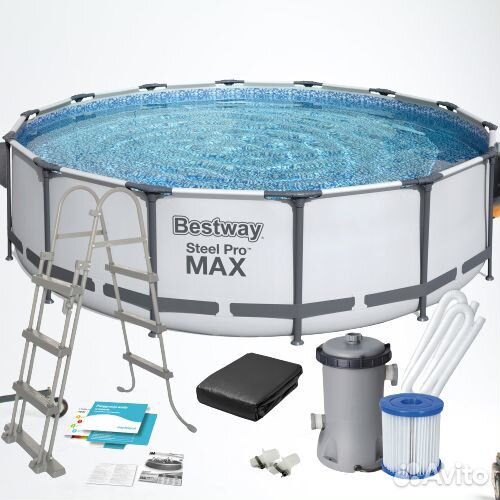 Каркасный бассейн 366х100 см с лестницей и насос