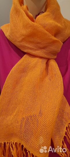 Палантин из льна. Ручное ткачество