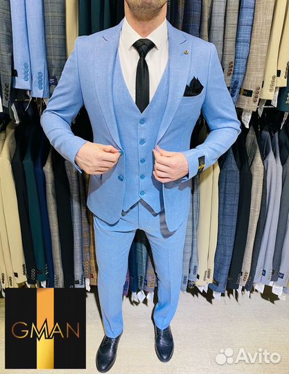 Мужской костюм небесный на свадьбу