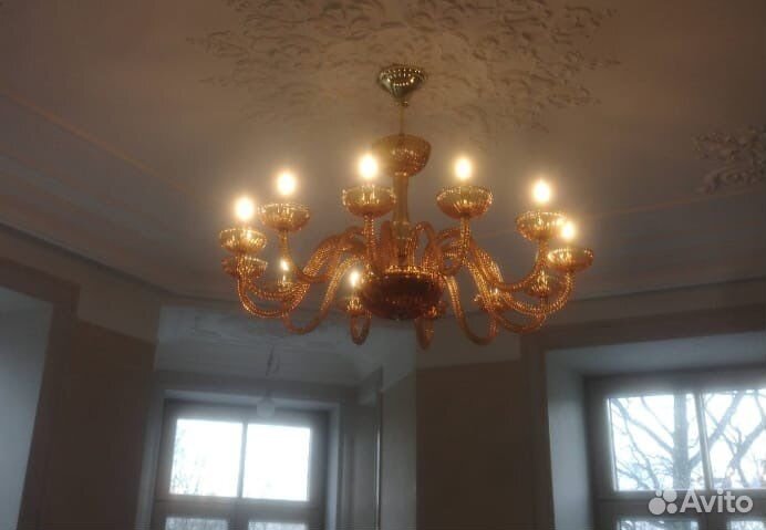 Люстра Bohemia хрустальная со свечами янтарная