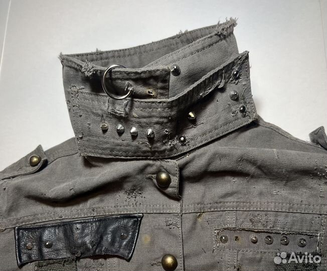 Distressed slim military jacket