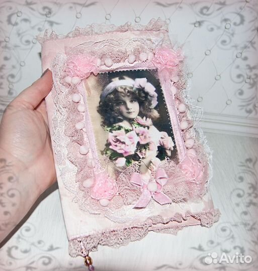 Текстильная обложка в стиле шебби для ежедневника