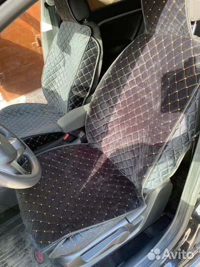 Накидки на сидения велюр черно-золотист c бортами