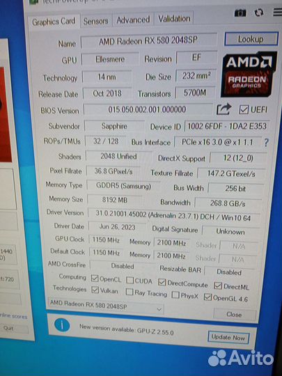 Видеокарта rx580 8gb