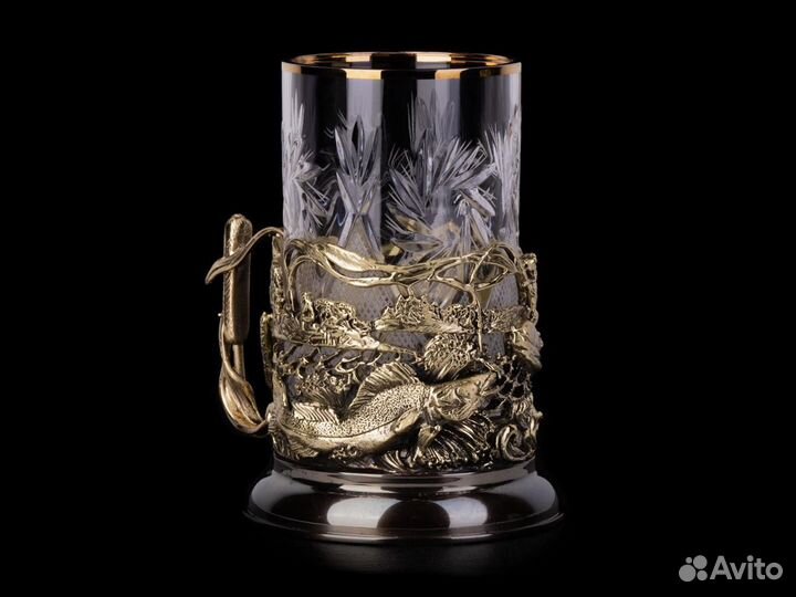 Подстаканник Рыбалка подарочный с ложкой