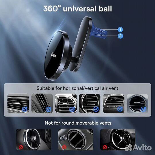 Автомобильный держатель с зарядой Baseus MagSafe