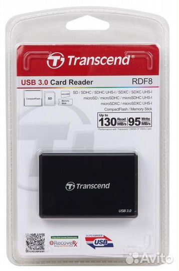 Карт-ридер Transcend RDF8 черный