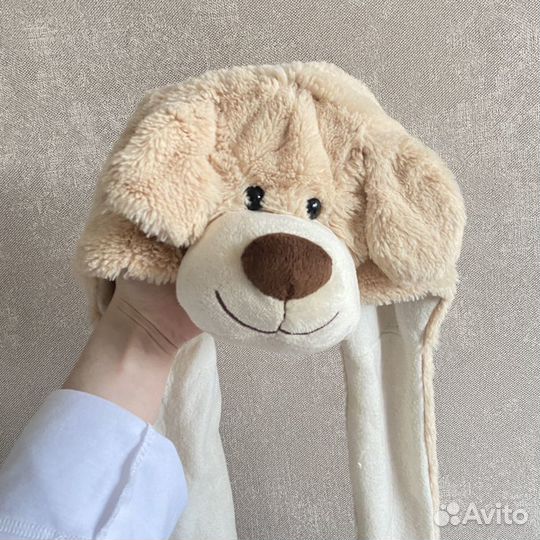 Шапка ушанка-шарф-варежки в виде животного