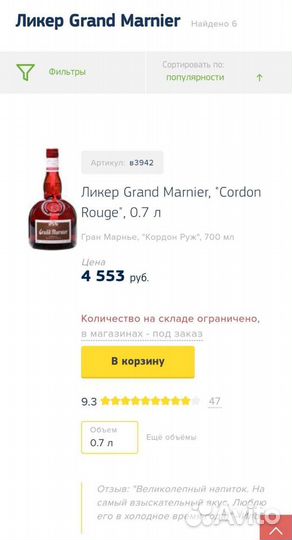 Бутылка из под ликера Grand Marnier