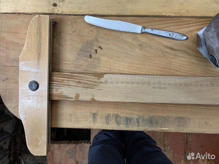 Рейсшина деревянная. Красная звезда. Антикварная