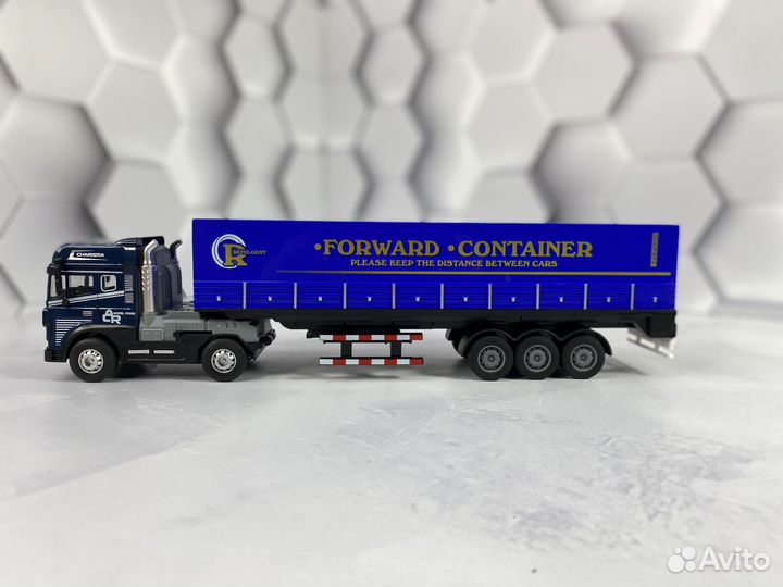 Модель машины Грузовик с прицепом Фура синяя