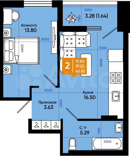 1-к. квартира, 40,9 м², 6/9 эт.