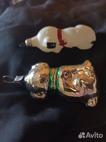Пара ёлочных игрушек Щенок. СССР