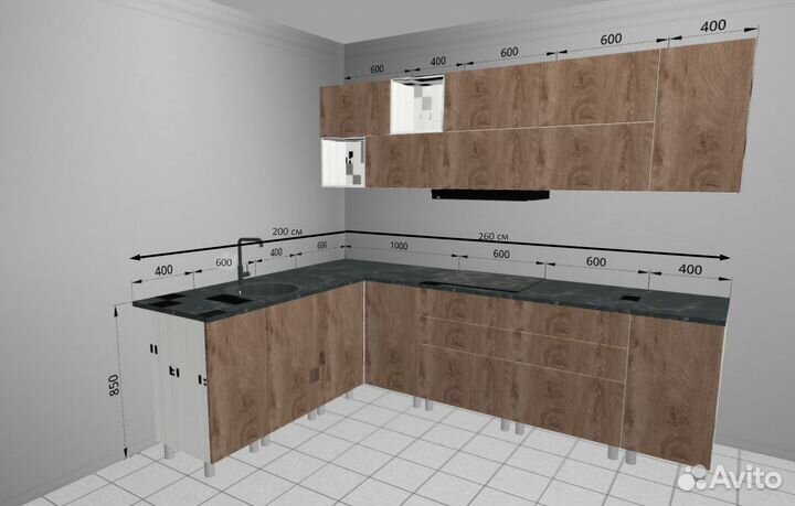 Кухня угловая со столешницей