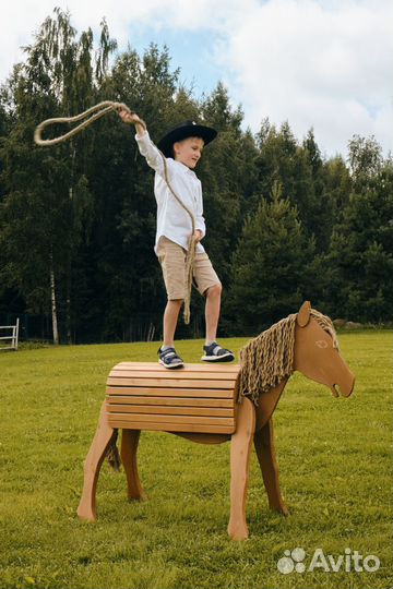 Лошадка деревянная. Ландшафтный интерьер