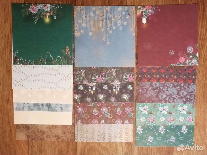 Бумага для скрапбукинга, листы, новогодние темы