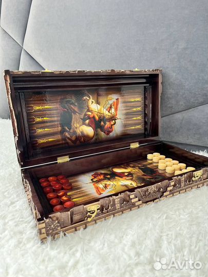 Шахматы нарды шашки 3 в 1 ручной работы 