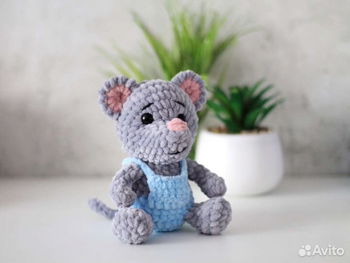 Мягкая игрушка мышонок в штанишках. Ручная работа