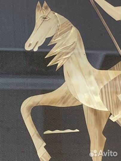 Картина, аппликация из шпона «Дон Кихот»