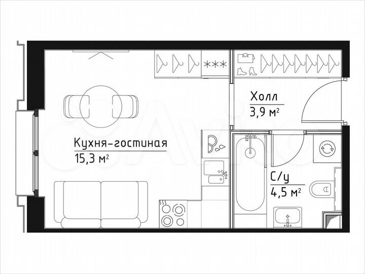 Квартира-студия, 23,7 м², 16/27 эт.