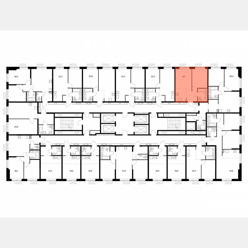 1-к. квартира, 36 м², 22/24 эт.
