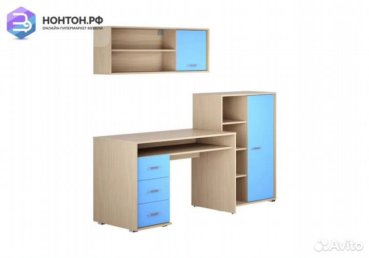 Уголок школьника Паскаль-4 дуб молочный / синий