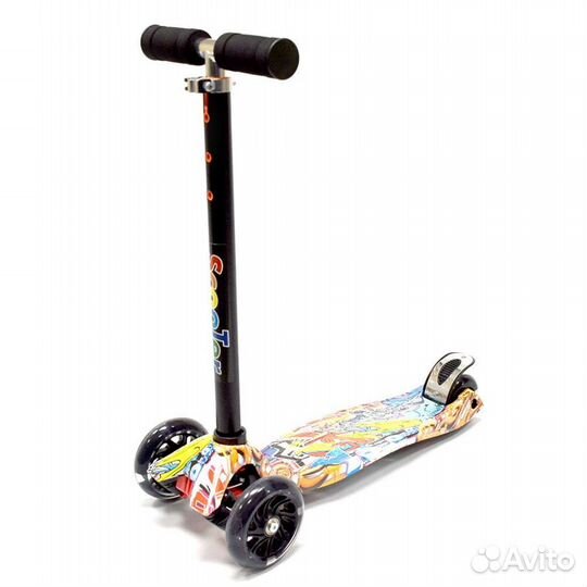 Самокат детский трехколесный светящиеся колеса